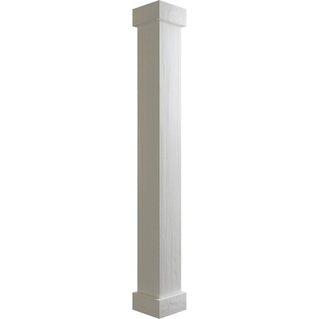 Ekena Millwork Rough Cedar Faux Wood Non-Tapered Square Column Wrap w/ Standard Capital & Base, 14"W x 12'H COLURC14X144STUF